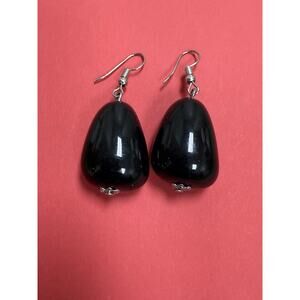 Black Single Stone Dangle Drop Earring